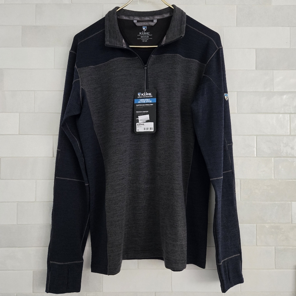 NWT Kuhl Ryzer 1/4 Zip Men's Pullover Size Medium Midnight Blue Navy Gray NEW - Picture 2 of 11